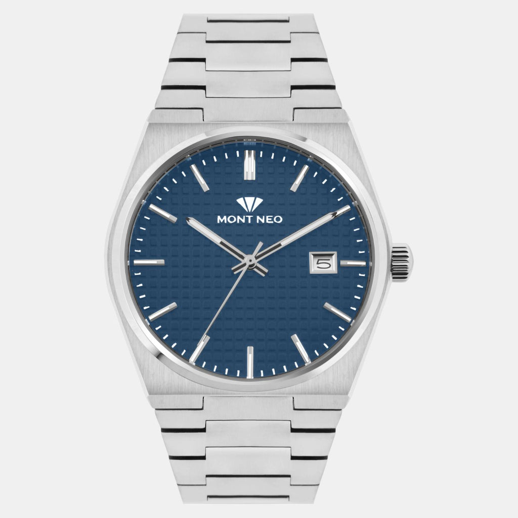 Men Quartz Blue Dial Analog Metal Watch 3509E-M1105