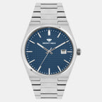 Men Quartz Blue Dial Analog Metal Watch 3509E-M1105