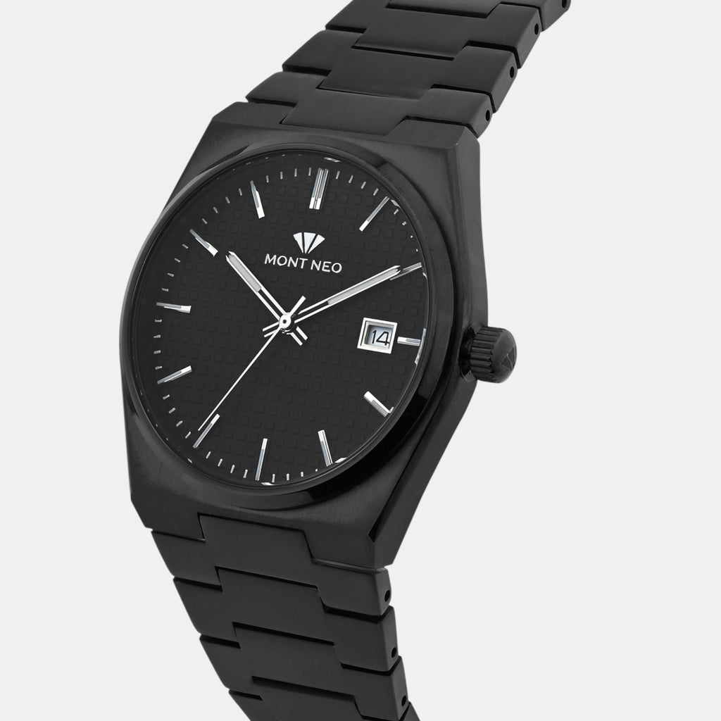 Men Quartz Black Dial Analog Metal Watch 3509E-M4404