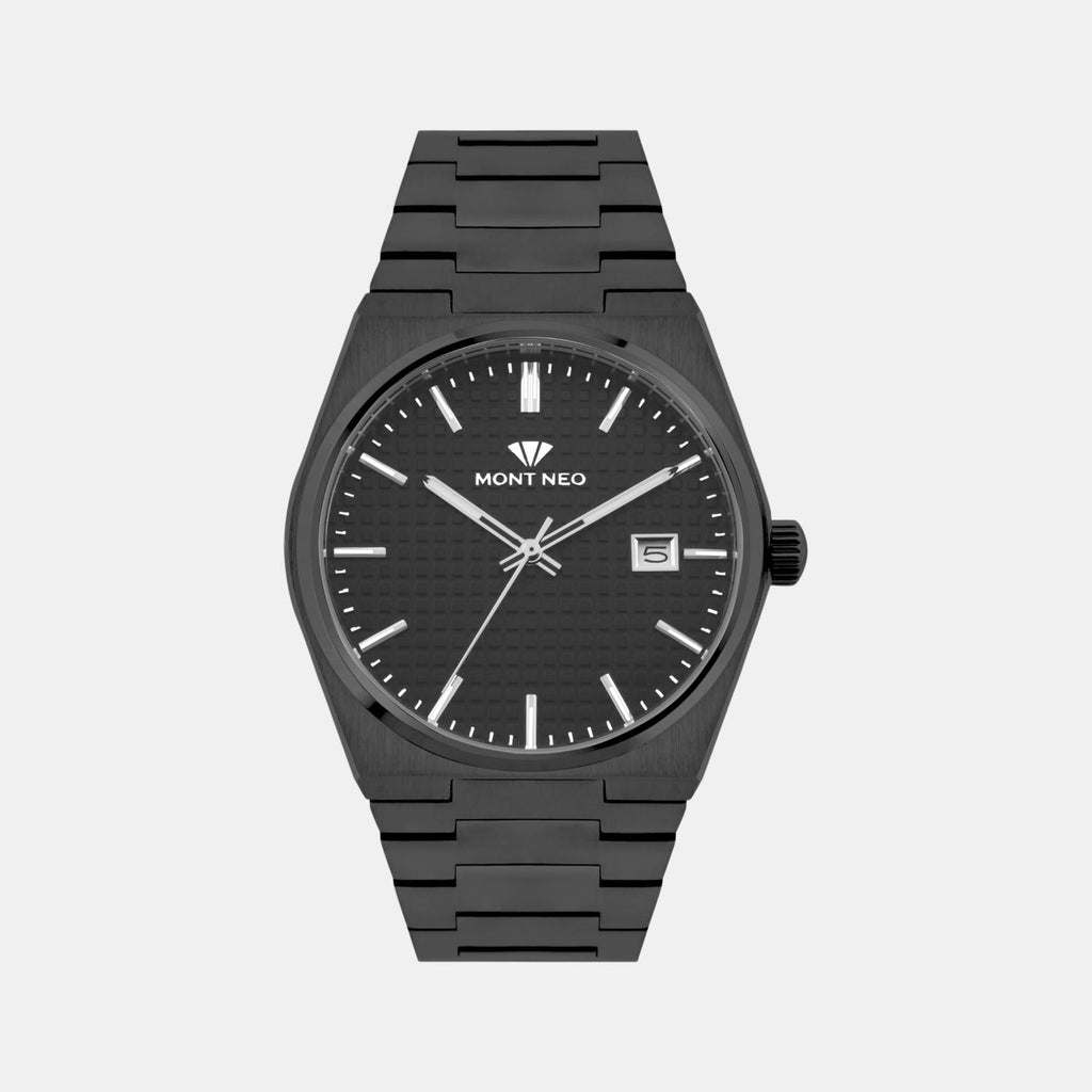 Men Quartz Black Dial Analog Metal Watch 3509E-M4404