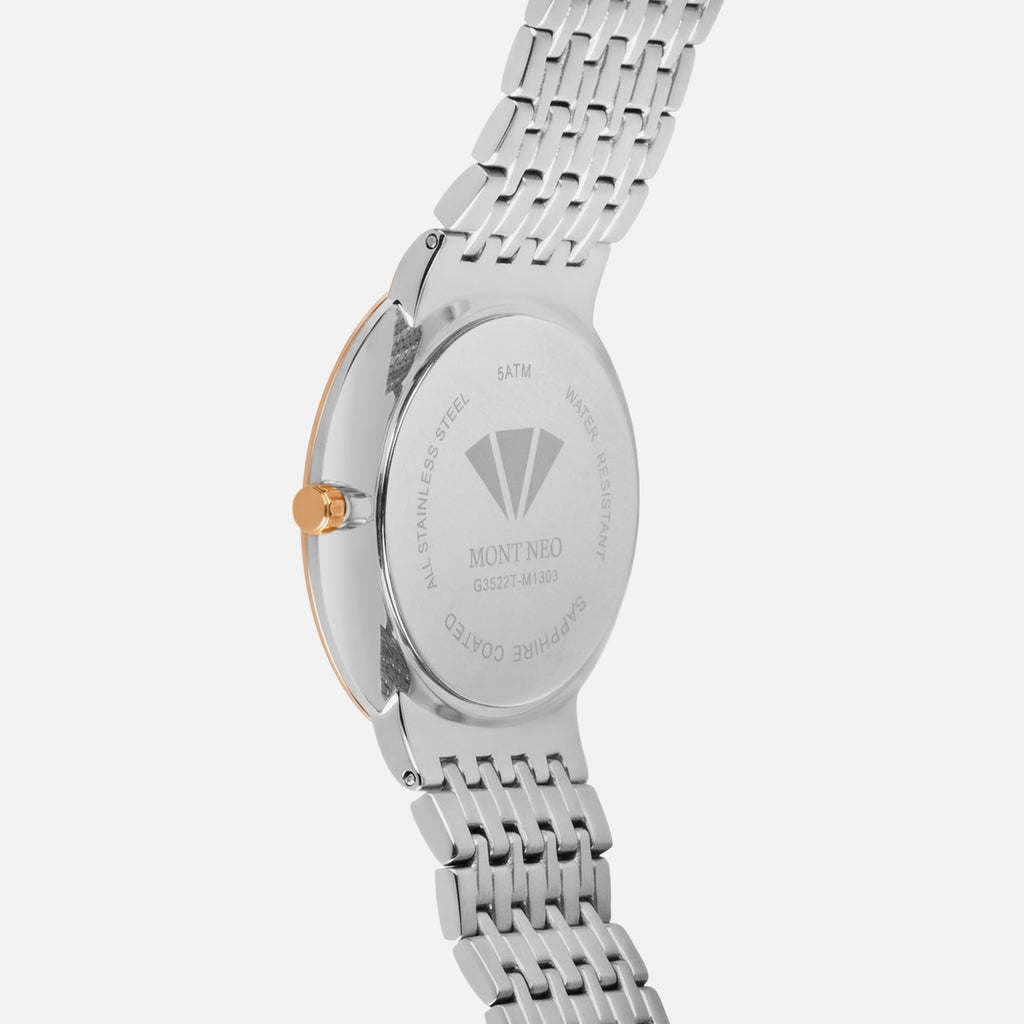Men Quartz Silver Dial Analog Metal Watch G3522T-M1303