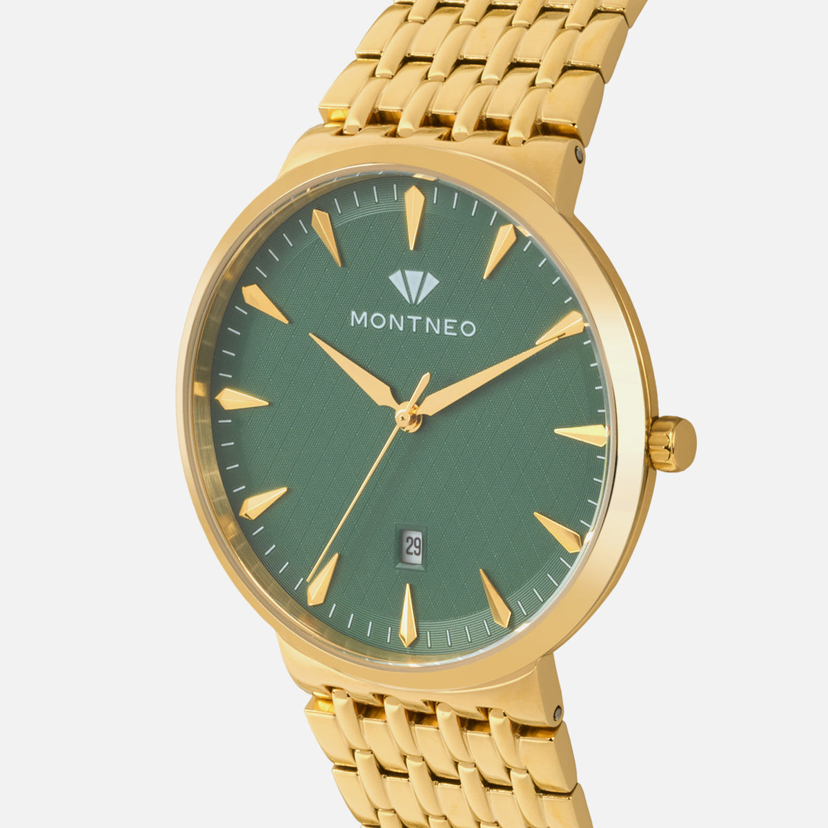 Men Quartz Green Dial Analog Metal Watch G3522T-M2214