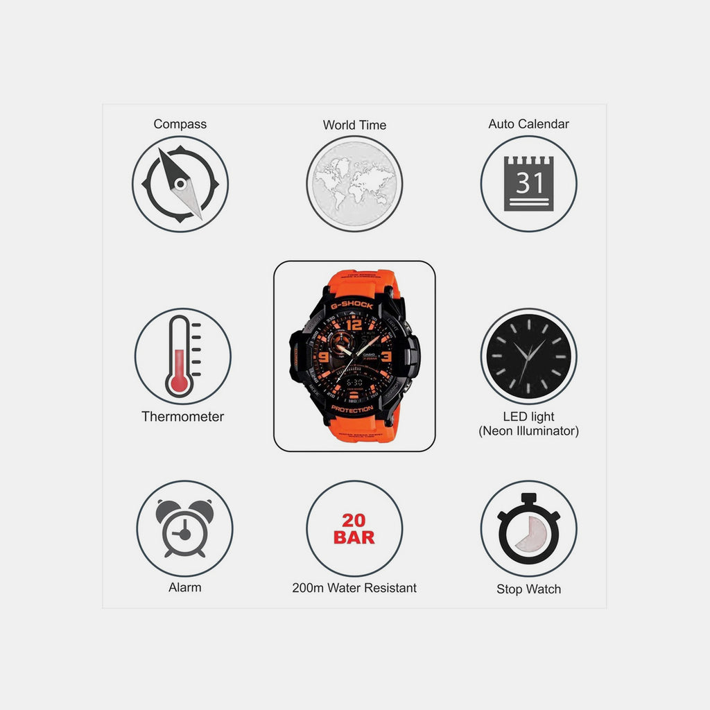 G-Shock Men Quartz Red Dial Analog-Digital Resin Watch G468