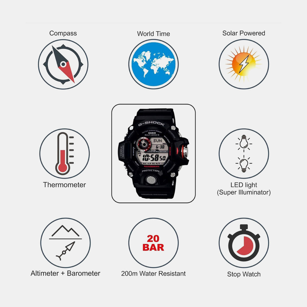 G-Shock Men Quartz Black Dial Digital Resin Watch G485