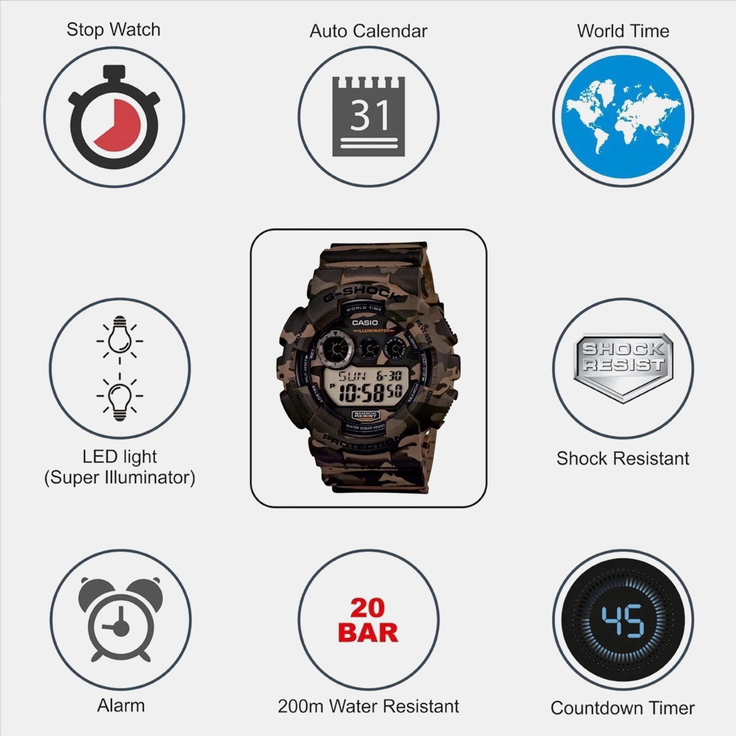 G-Shock Men Quartz Multicolour Dial Analog-Digital Resin Watch G513