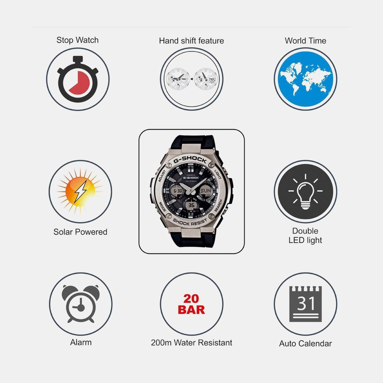 G-Shock Men Quartz Black Dial Analog-Digital Resin Watch G609