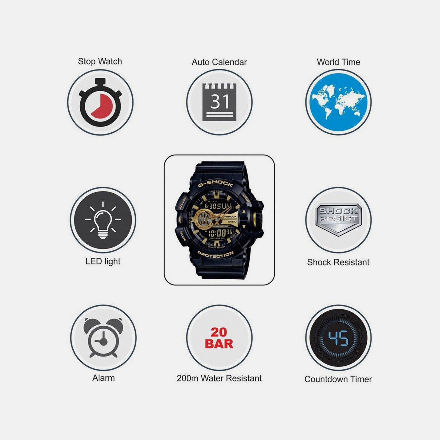 G-Shock Men Quartz Black Dial Analog-Digital Resin Watch G651