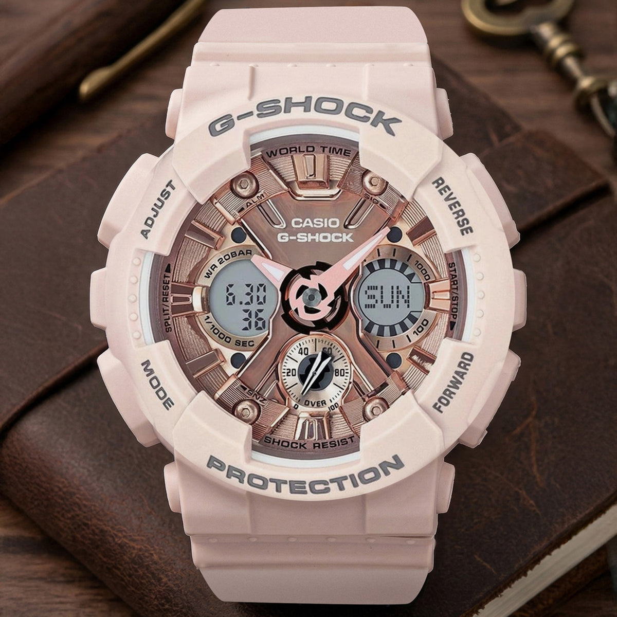 G-Shock Women Quartz Rose Gold Dial Analog-Digital Resin Watch G732
