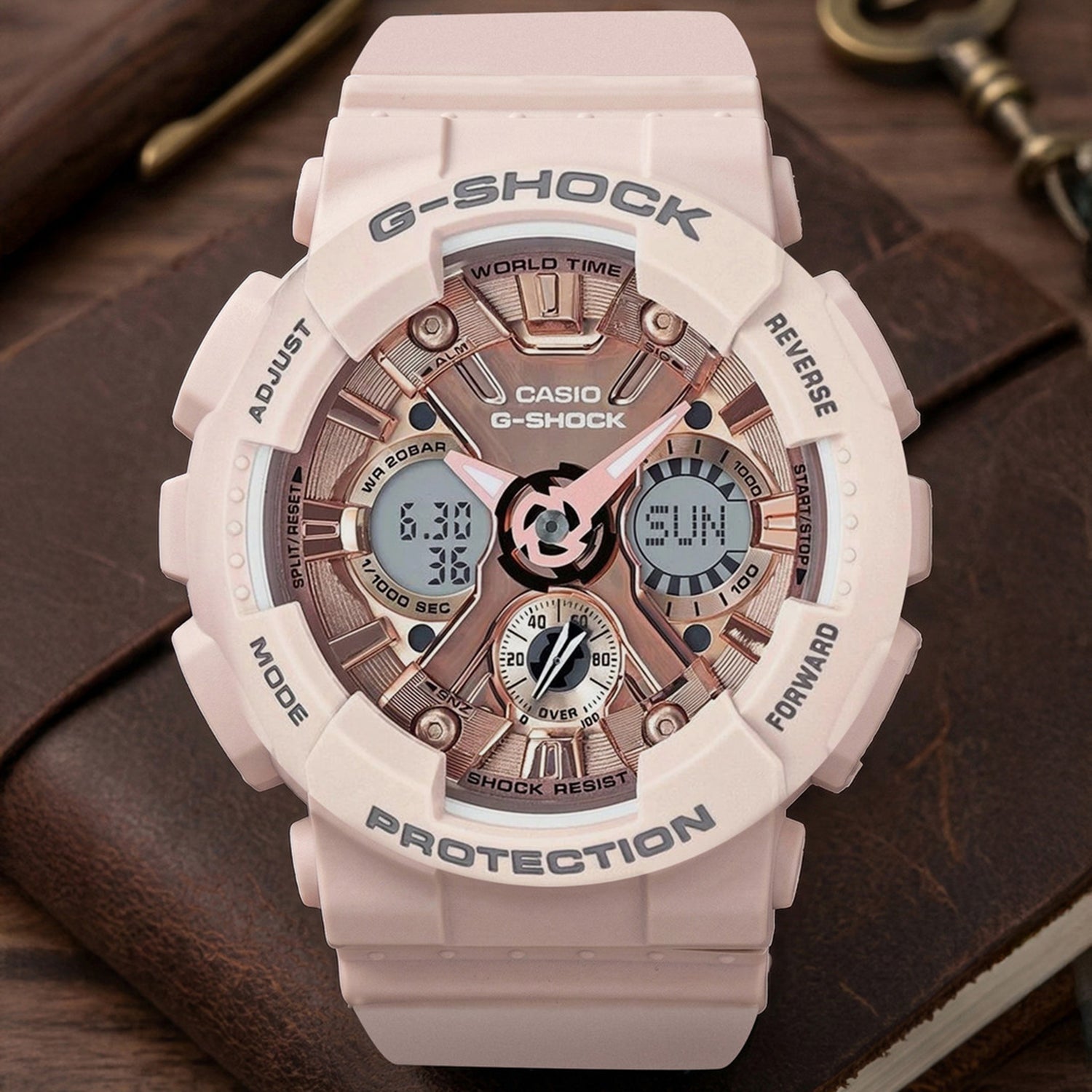 G-Shock Women Quartz Rose Gold Dial Analog-Digital Resin Watch G732