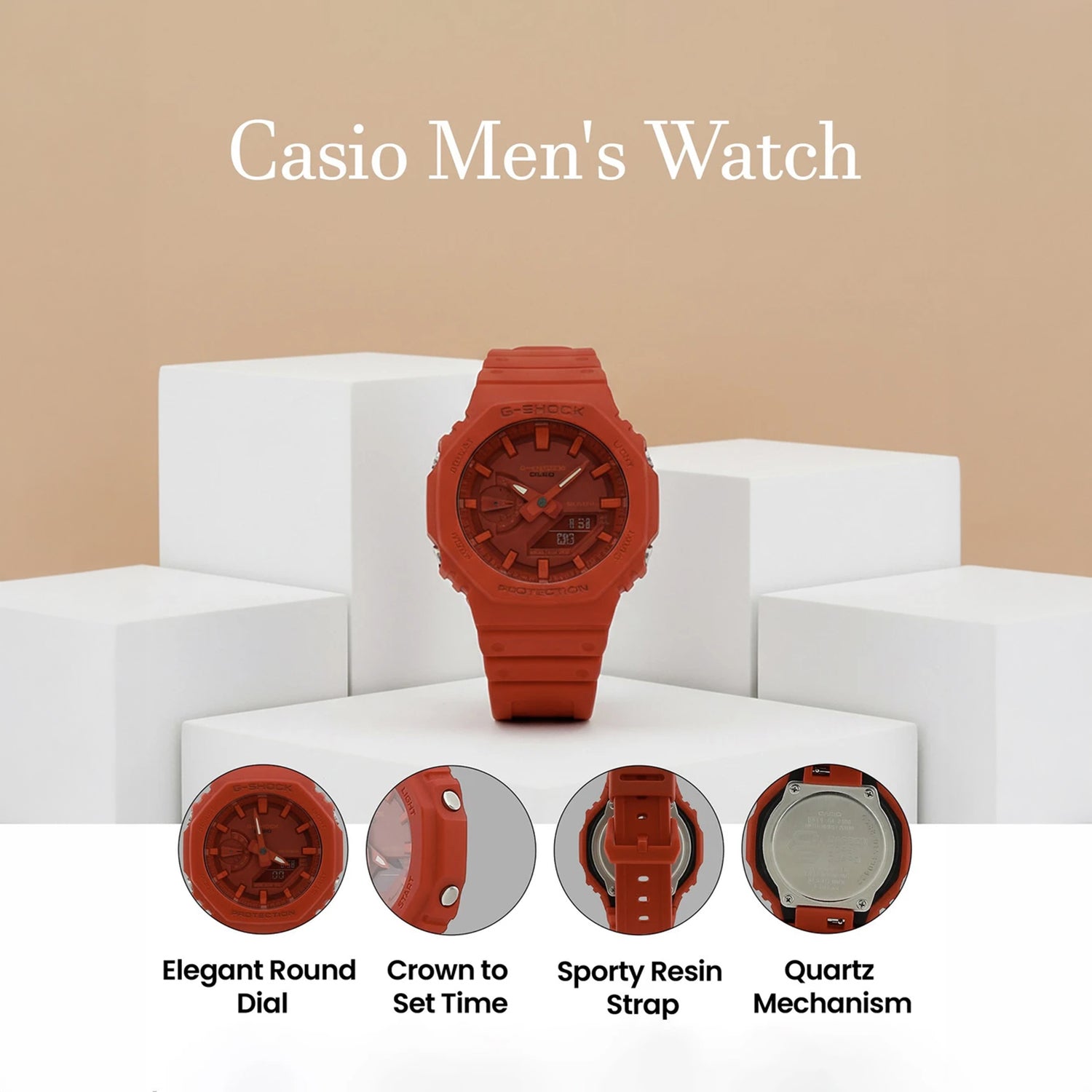 G-Shock Men Quartz Red Dial Analog-Digital Resin Watch G988