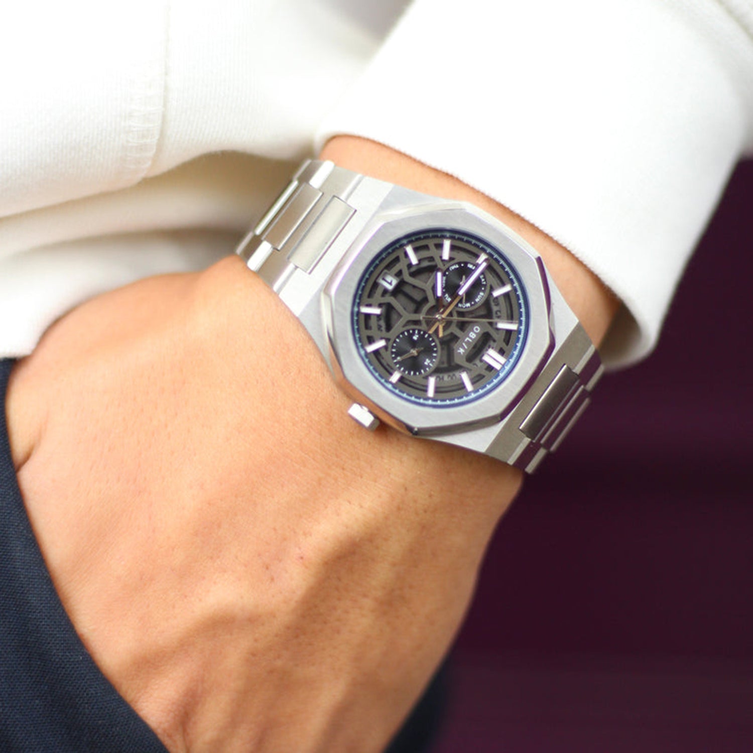 Geome Men Quartz Black Dial Chronograph Stainless Steel Watch