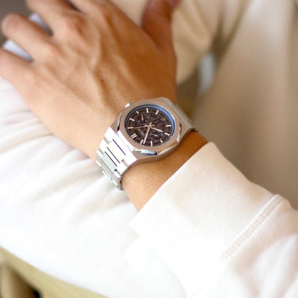 Geome Men Quartz Black Dial Chronograph Stainless Steel Watch