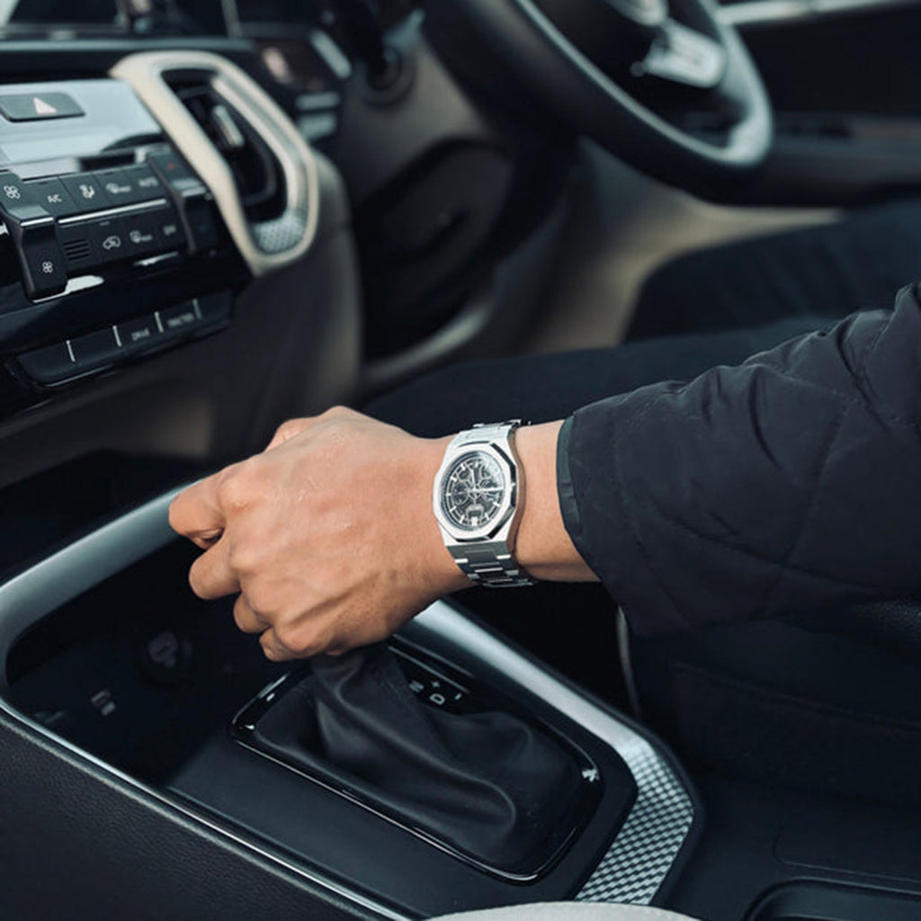 Geome Men Quartz Black Dial Chronograph Stainless Steel Watch