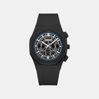 Men Quartz Black Dial Analog Stainless Steel Watch Geome Sport Stealth-rubber