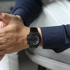 Men Quartz Black Dial Analog Stainless Steel Geome Sport Stealth Watch