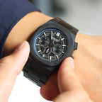 Men Quartz Black Dial Analog Stainless Steel Geome Sport Stealth Watch