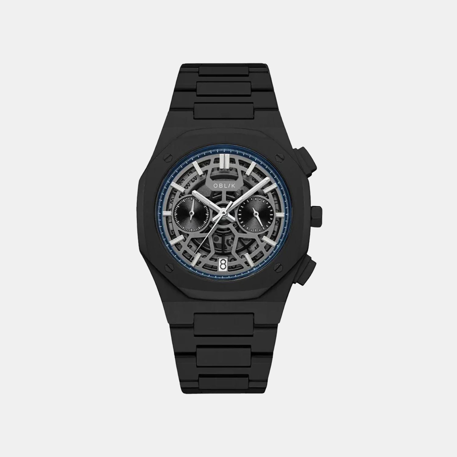 Men Quartz Black Dial Analog Stainless Steel Geome Sport Stealth Watch