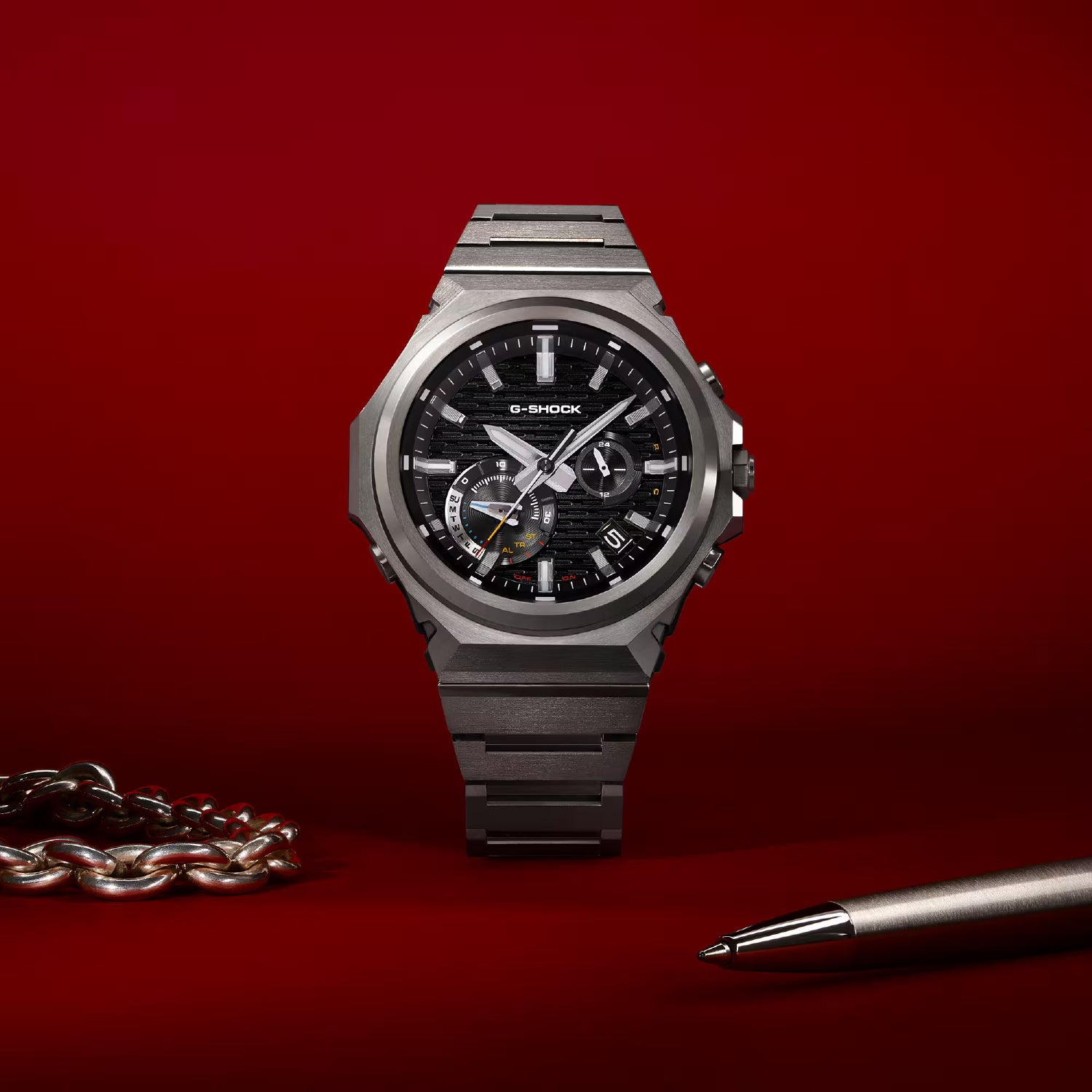 G-Shock Men Solar Black Dial Analog Stainless Steel Watch G1770