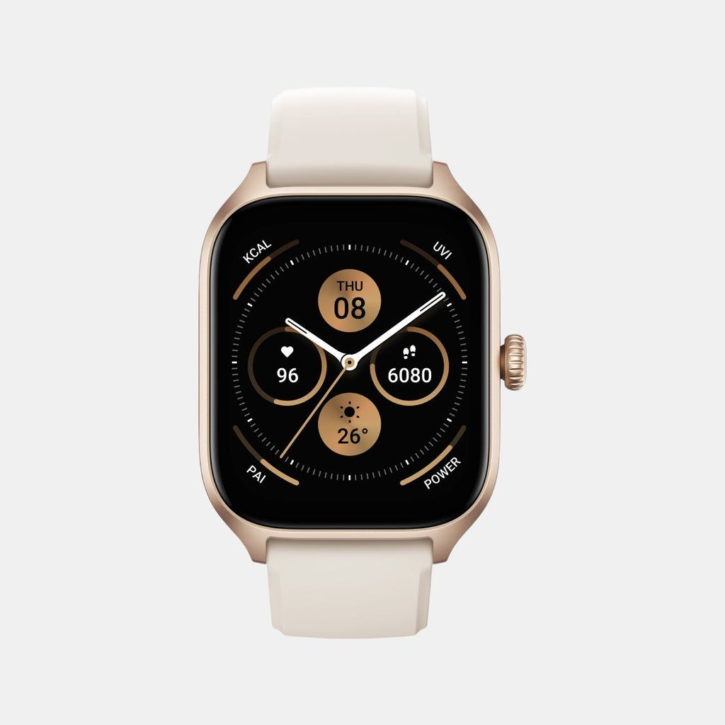 Unisex Processor Misty White Dial Amoled Silicone Watch GTS 4 WHITE