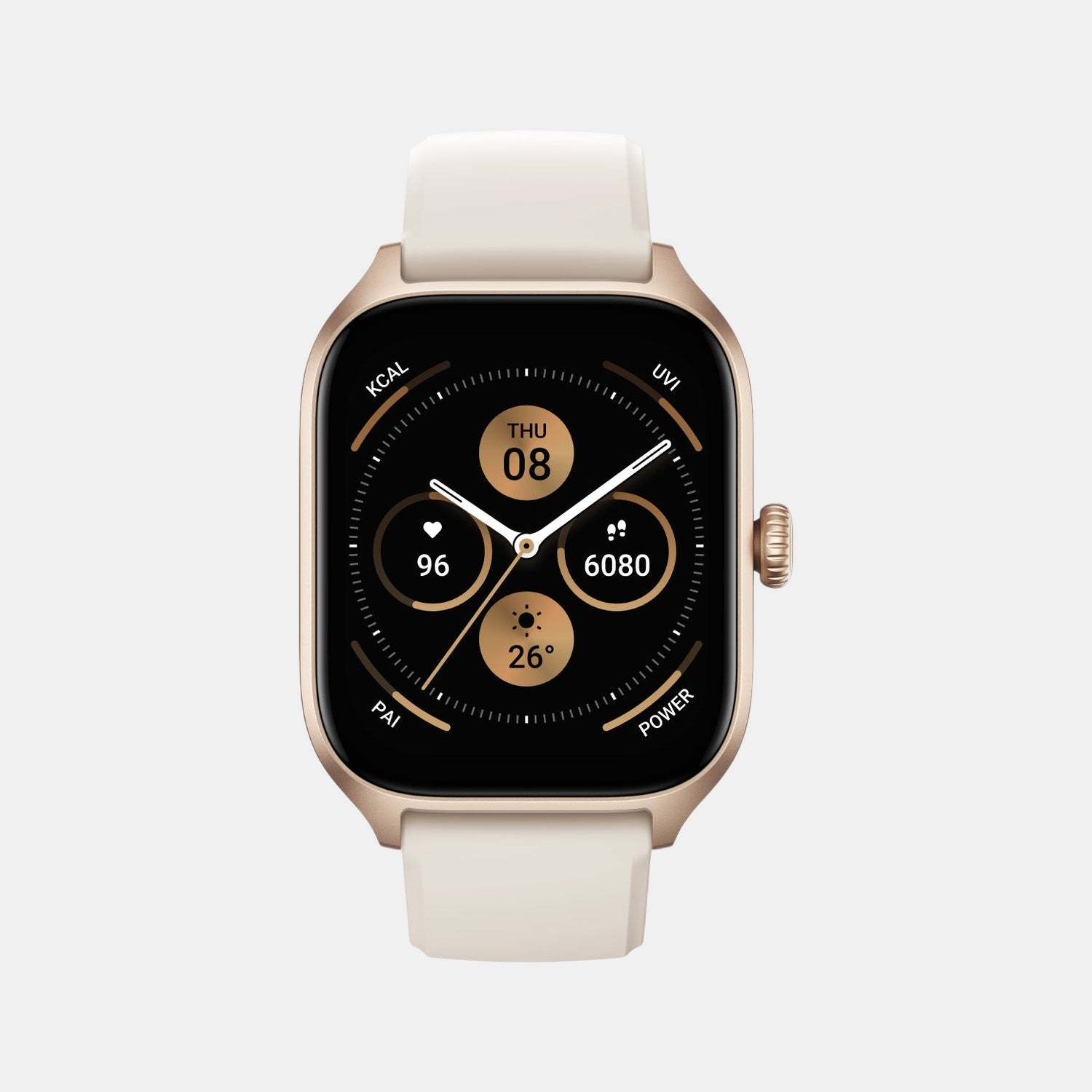 Unisex Processor Misty White Dial Amoled Silicone Watch GTS 4 WHITE