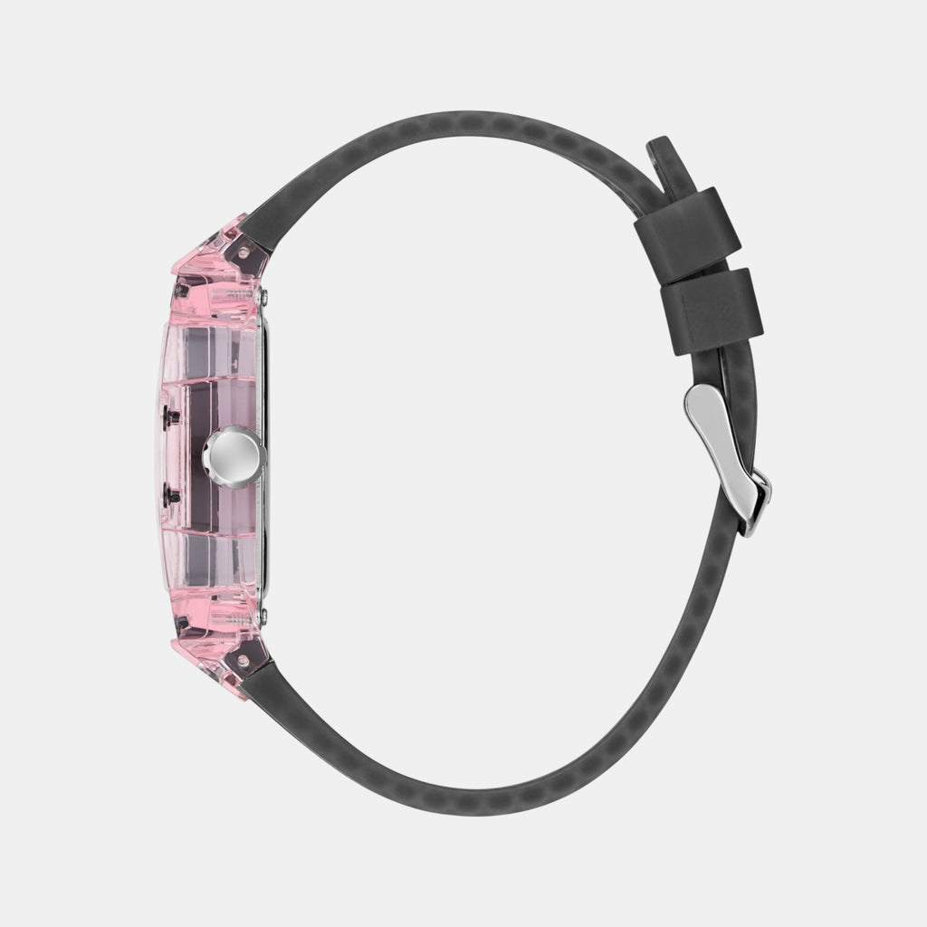 Sporting Pink Men Quartz Black Dial Multi-Function Silicone Watch GW0032G3