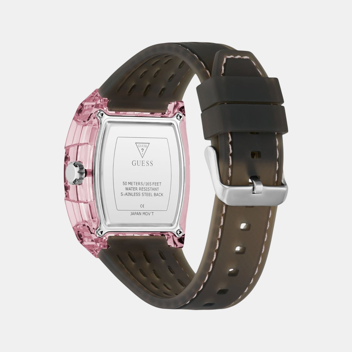 Sporting Pink Men Quartz Black Dial Multi-Function Silicone Watch GW0032G3