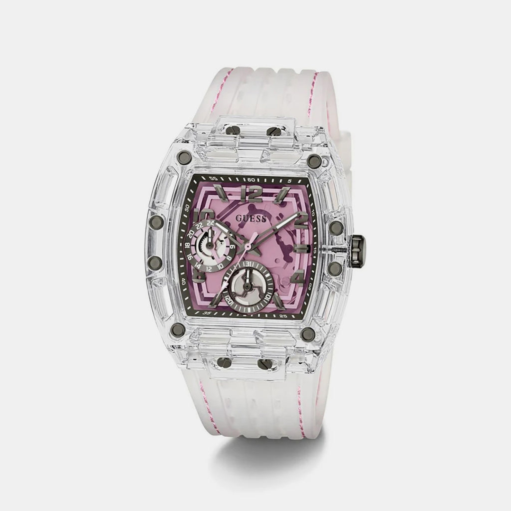 Men Quartz Pink Dial Multi-Function Silicone Watch GW0032G4