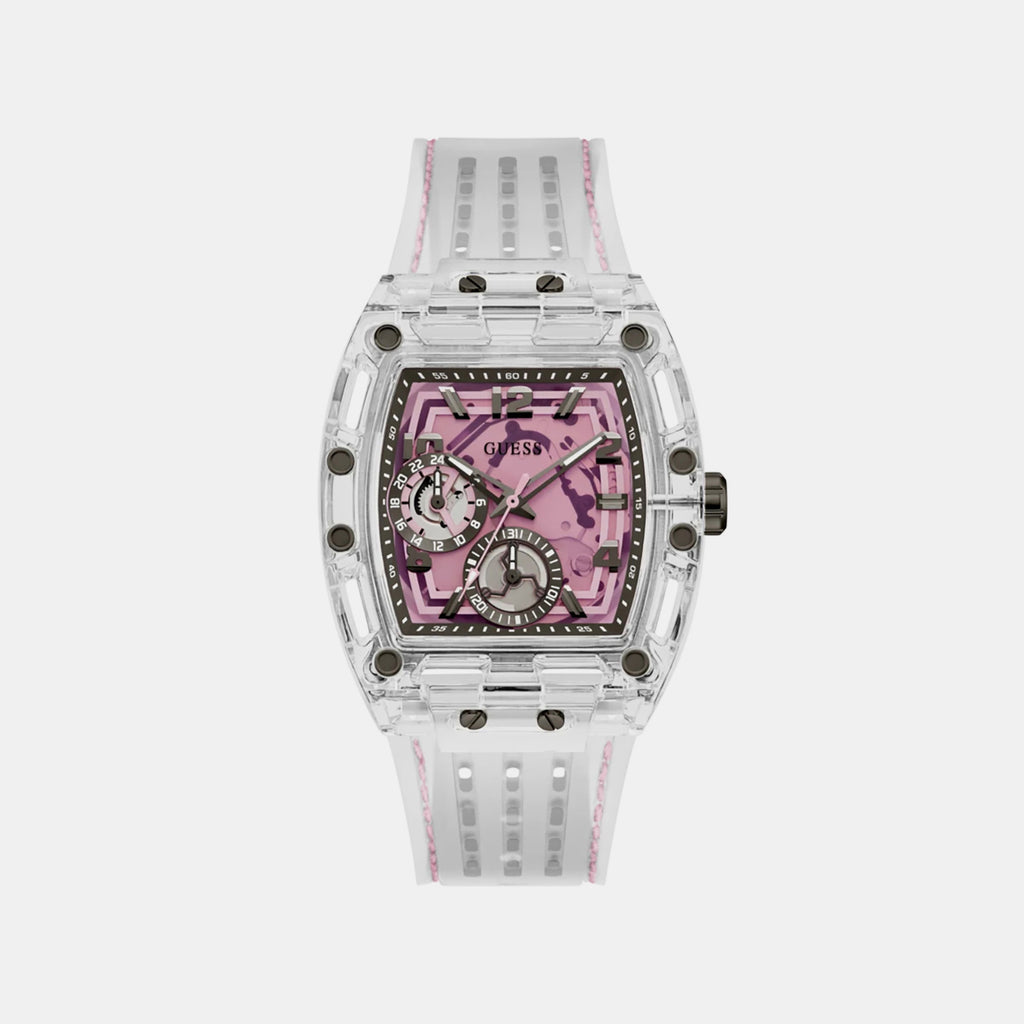 Men Quartz Pink Dial Multi-Function Silicone Watch GW0032G4