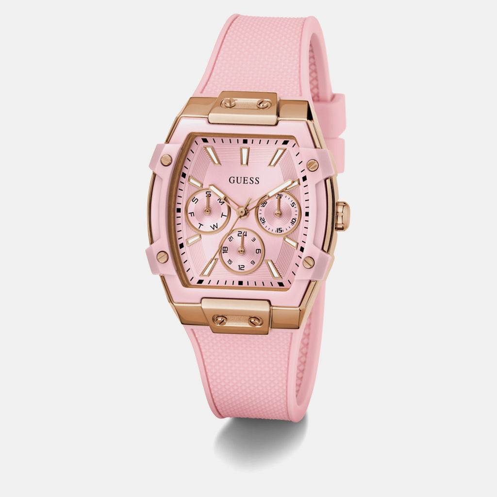 Women Quartz Pink Dial Multi-Function Silicone Watch GW0032L7
