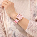 Women Quartz Pink Dial Multi-Function Silicone Watch GW0032L7