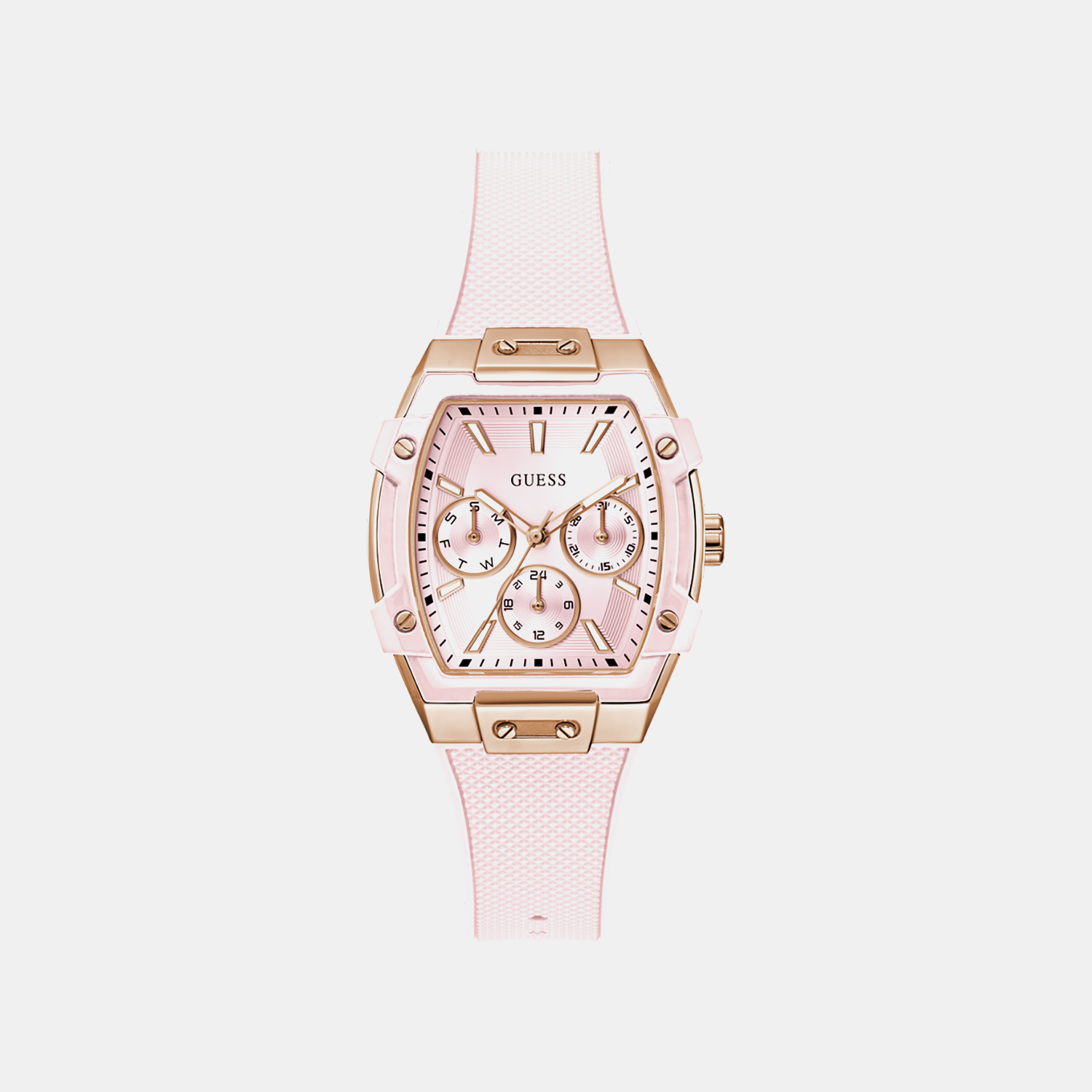 Women Quartz Pink Dial Multi-Function Silicone Watch GW0032L7