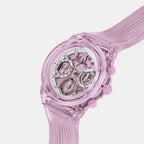 Women Quartz Pink Dial Chronograph Polyurethane Watch GW0032L9