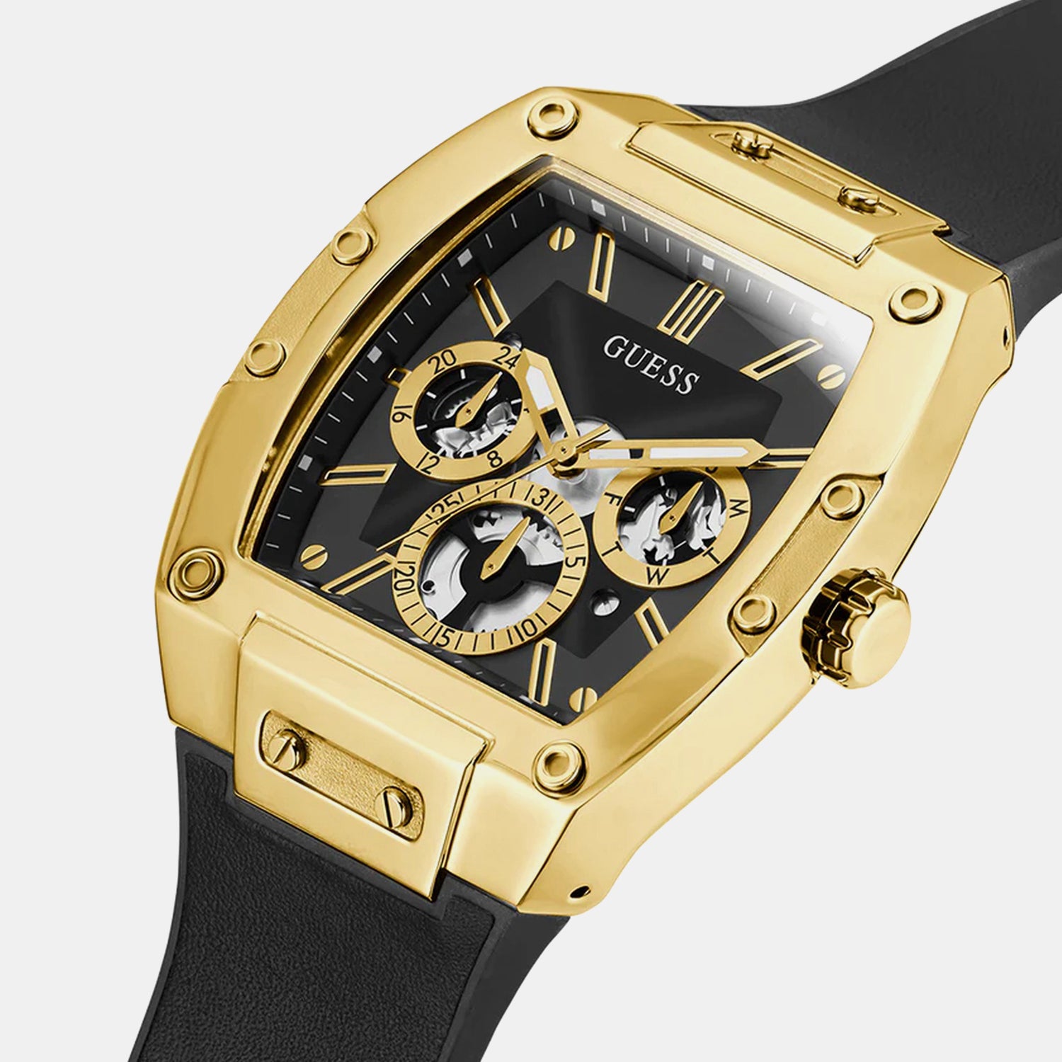 Phoenix Men Quartz Black Dial Multi-Function Leather Watch GW0202G1