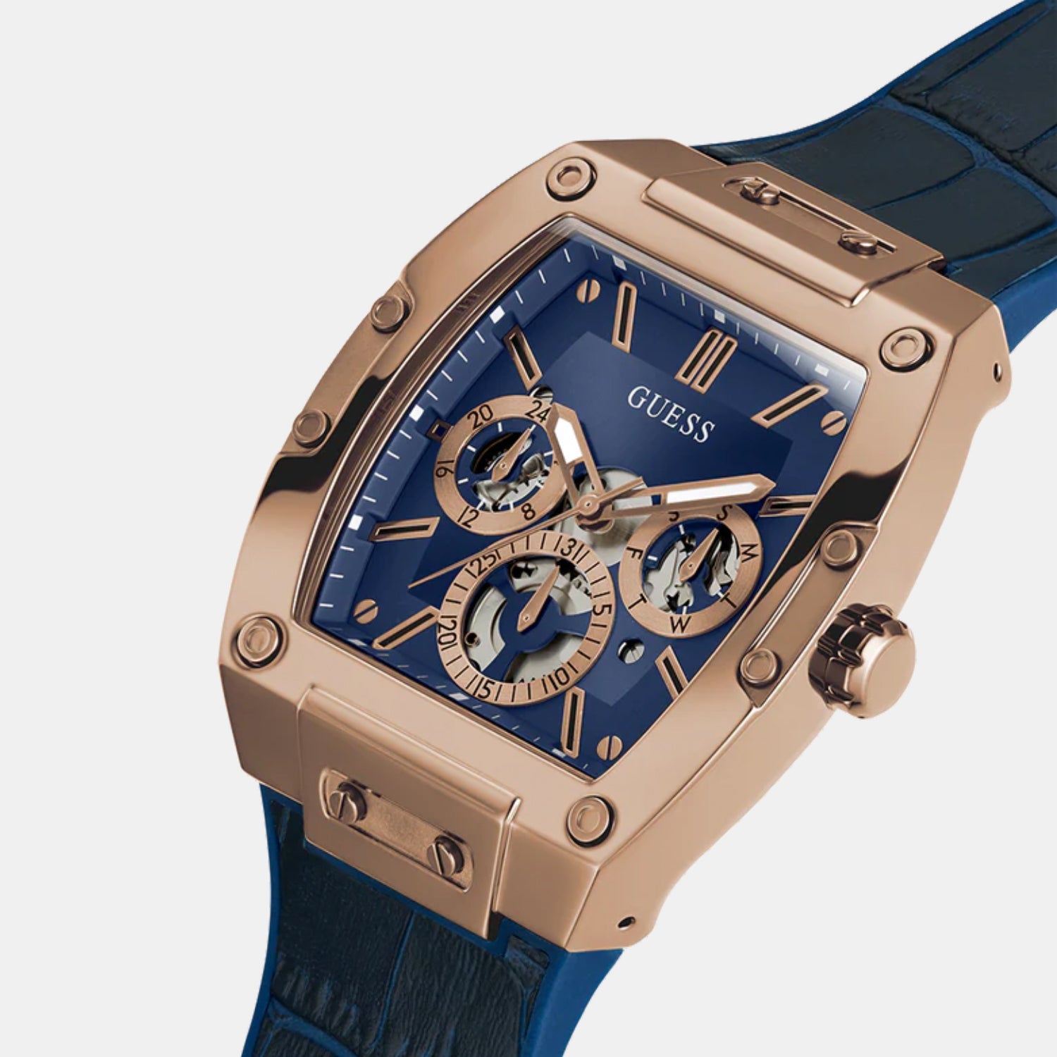 Pheonix Men Quartz Blue Dial Multi-Function Leather Watch GW0202G8