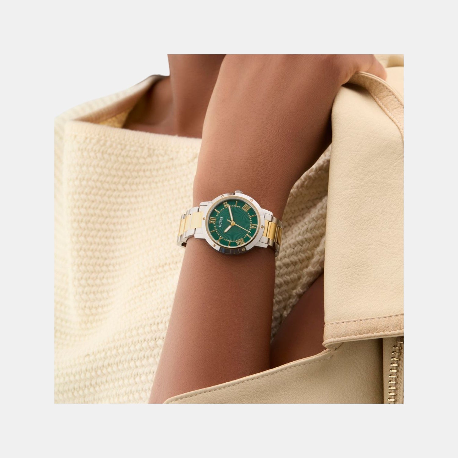 Dress Women Quartz Green Dial Analog Recycled Steel Watch GW0404L5