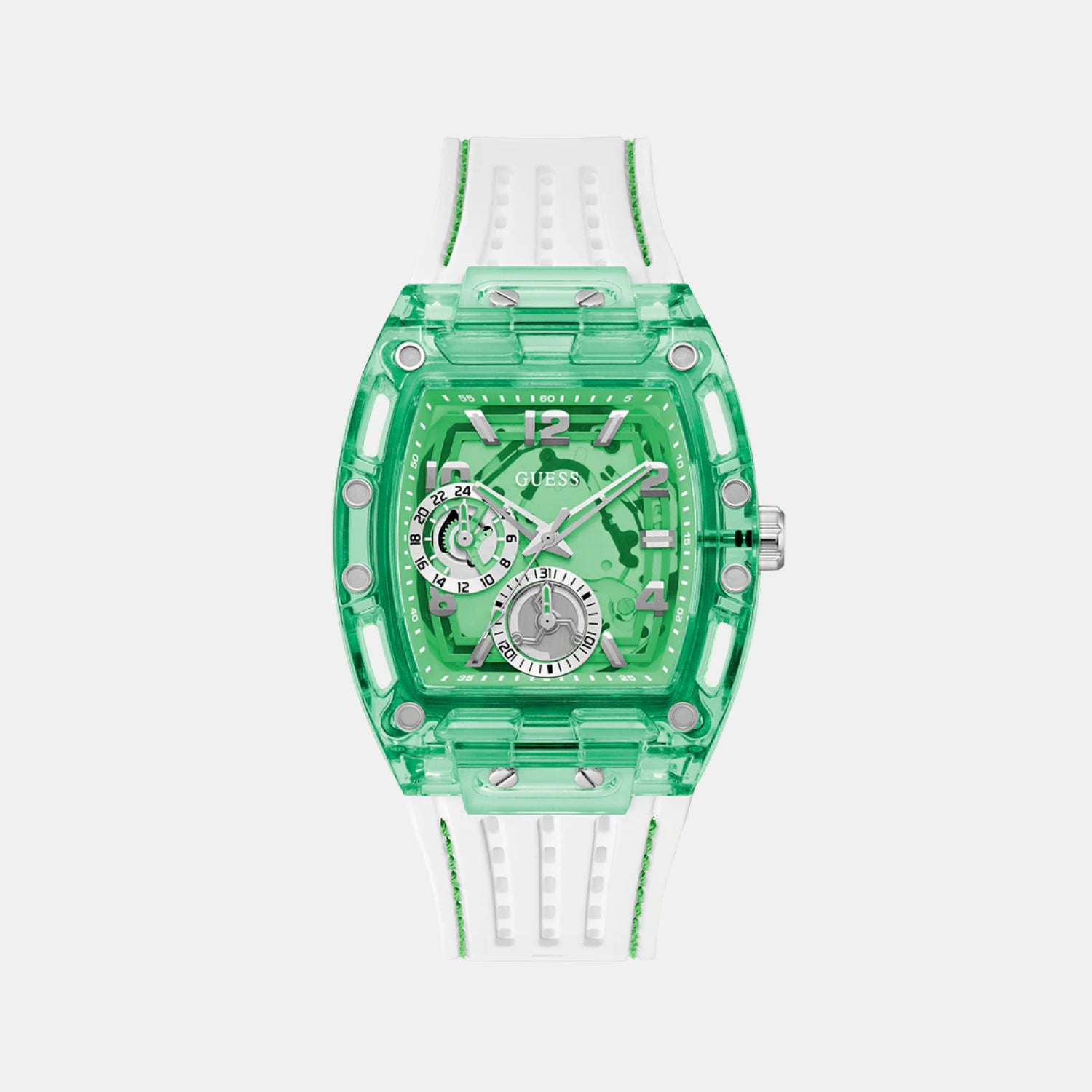Trend Men Quartz Green Dial Multi-Function Silicone Watch GW0499G10
