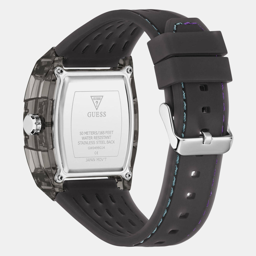 Men Quartz Black Dial Multi-function Silicone Watch GW0499G14