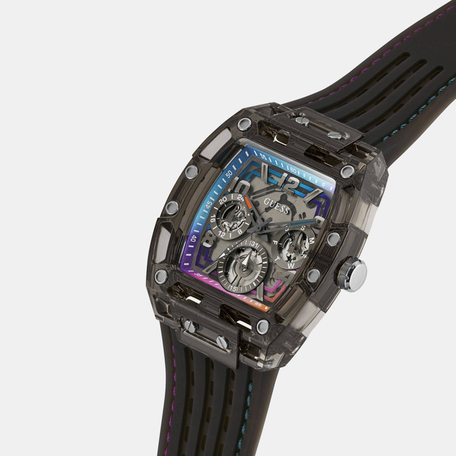 Men Quartz Black Dial Multi-function Silicone Watch GW0499G14