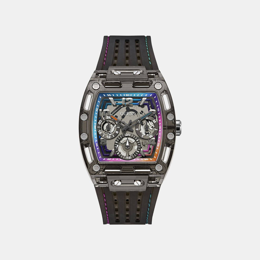 Men Quartz Black Dial Multi-function Silicone Watch GW0499G14