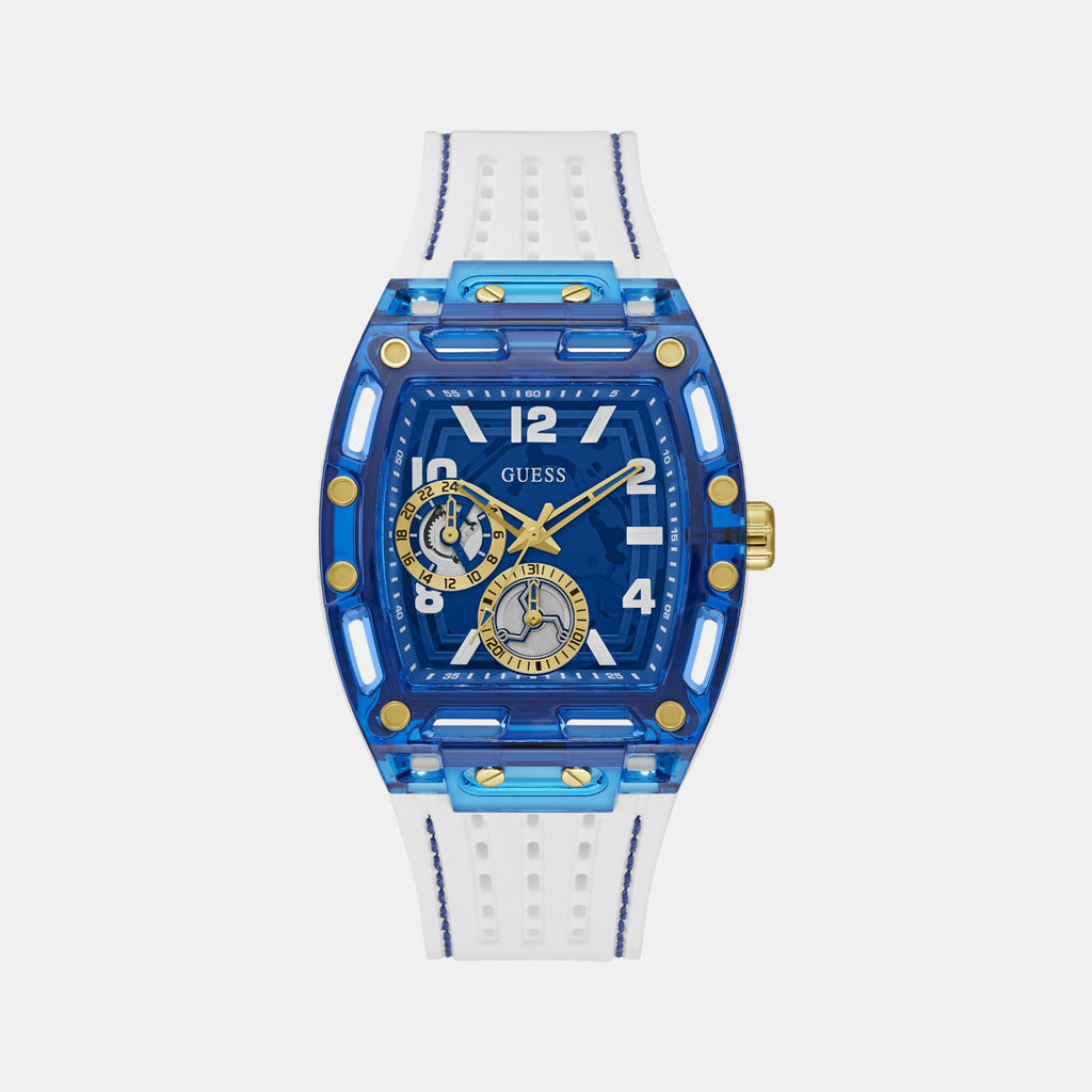Trend Men Quartz Blue Dial Multi-Function Silicone Watch GW0499G6