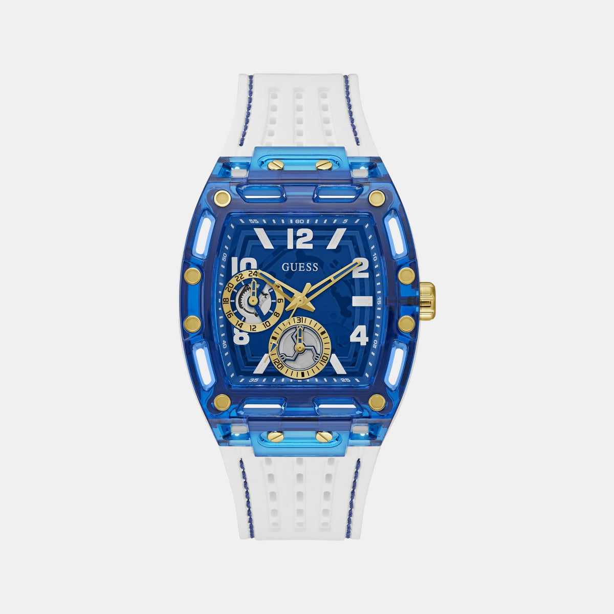 Gt Phoenix Men Quartz Blue Dial Multi-Function Silicone Watch Gw0499G6