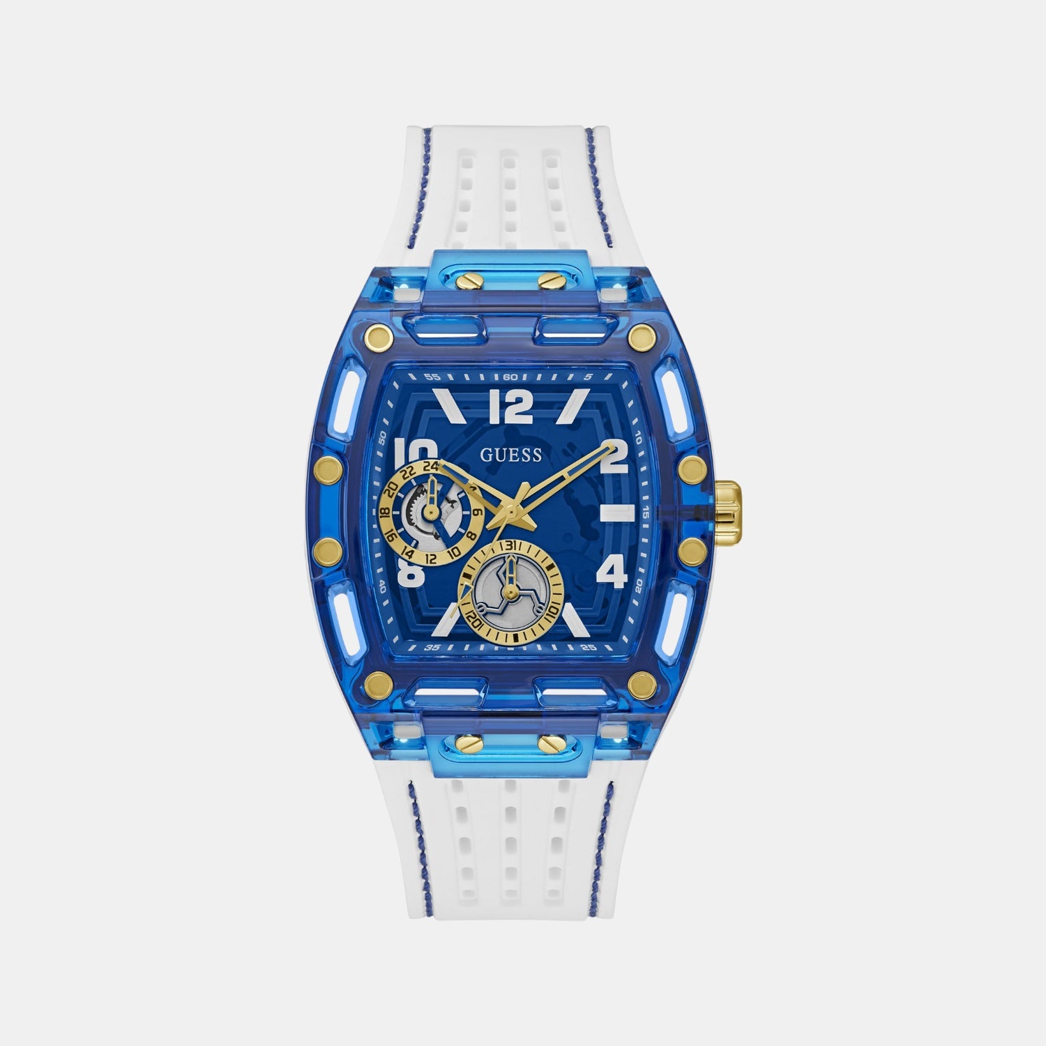 Trend Men Quartz Blue Dial Multi-Function Silicone Watch GW0499G6