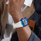 Trend Men Quartz Blue Dial Multi-Function Silicone Watch GW0499G6