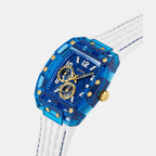 Trend Men Quartz Blue Dial Multi-Function Silicone Watch GW0499G6