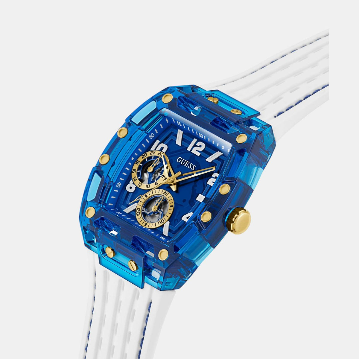 Gt Phoenix Men Quartz Blue Dial Multi-Function Silicone Watch Gw0499G6