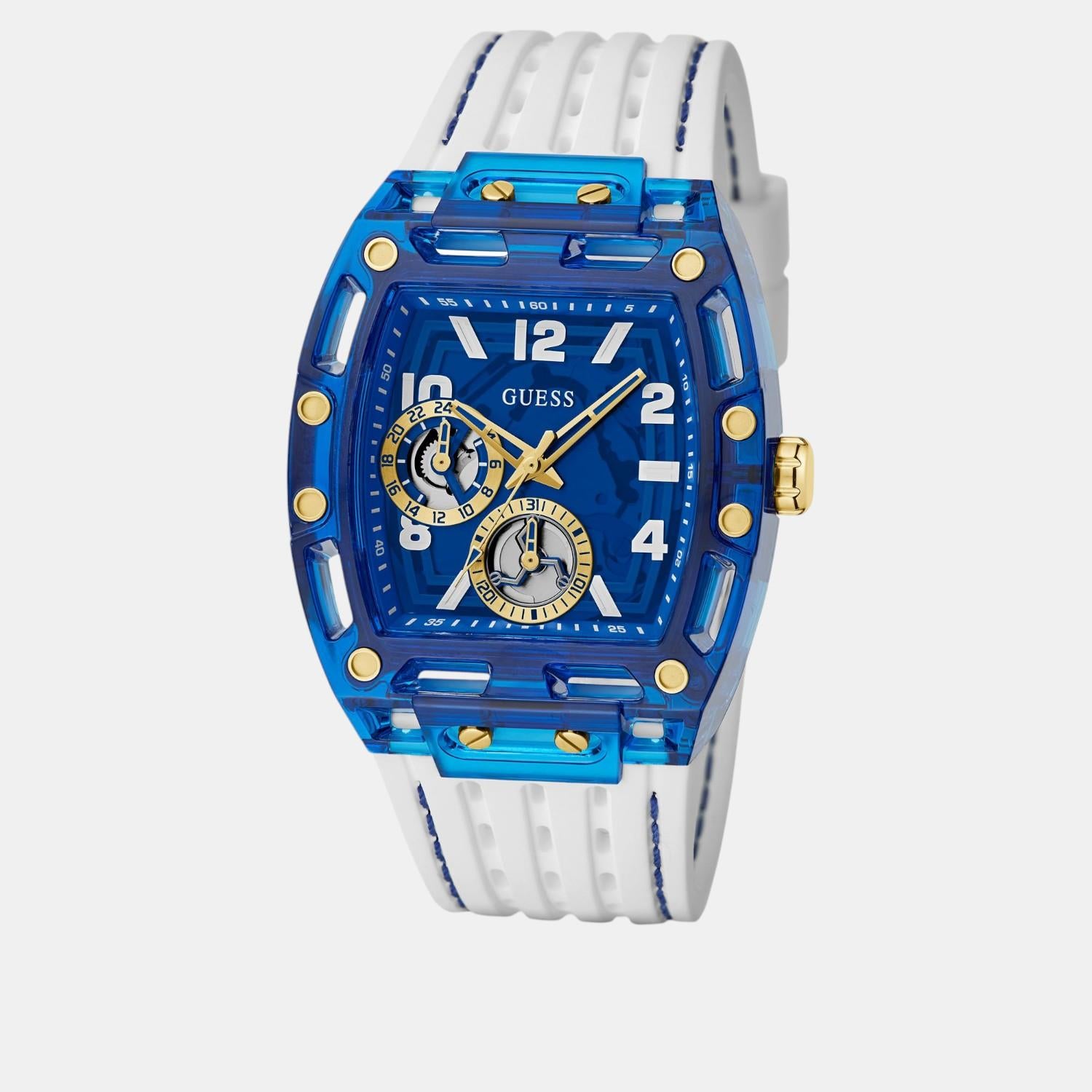 Trend Men Quartz Blue Dial Multi-Function Silicone Watch GW0499G6