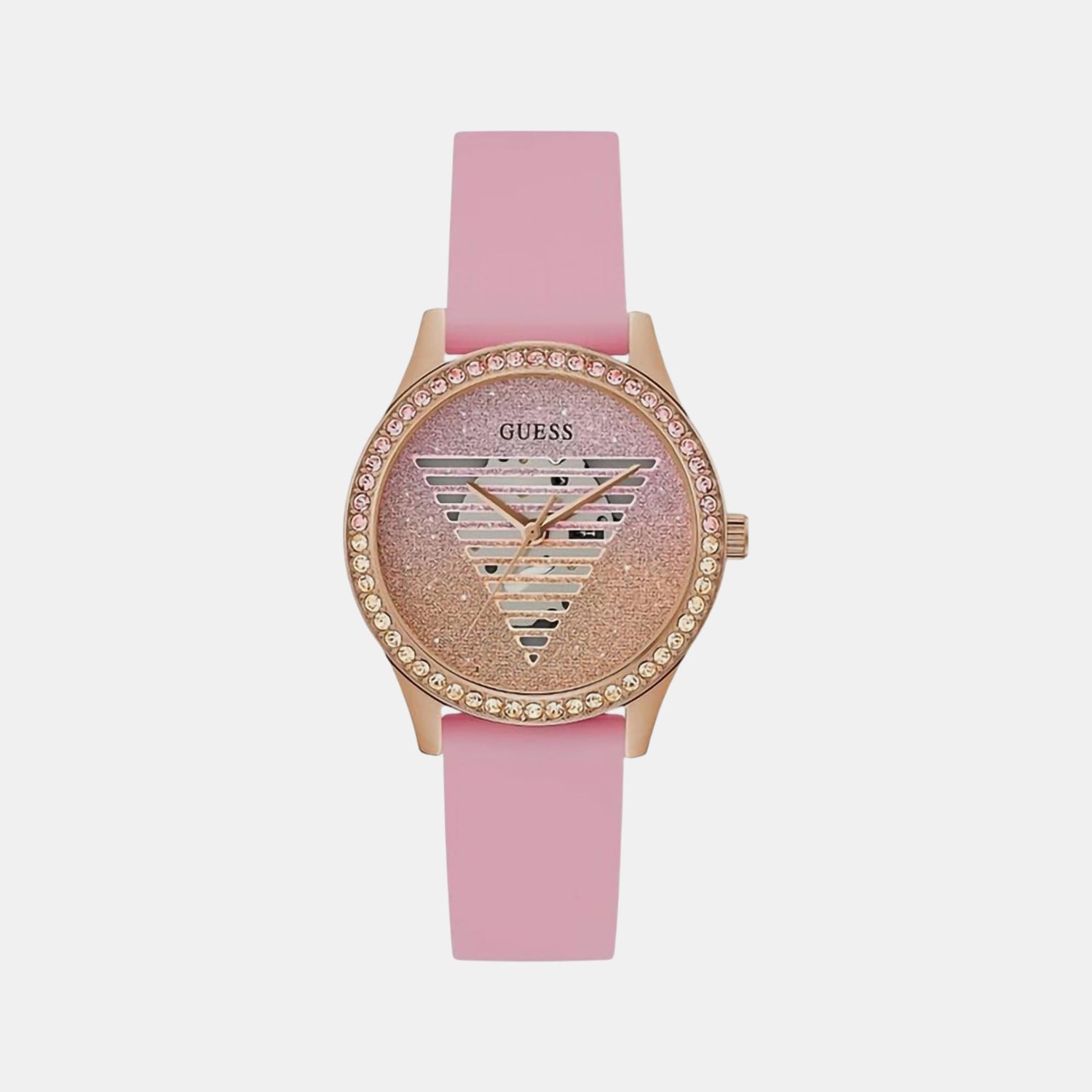 Lady Idol Women Quartz Gold Dial Analog Silicone Watch GW0530L4