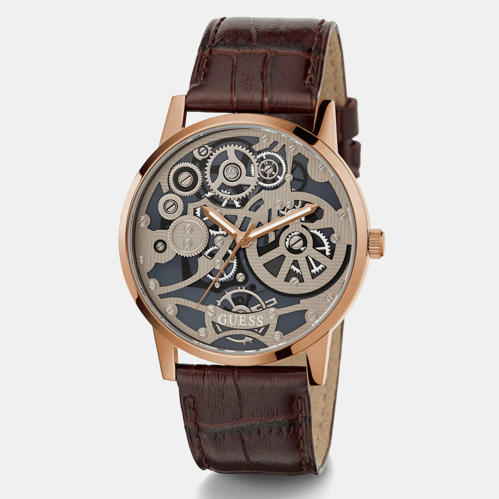 Men Quartz Brown Dial Analog Leather Watch GW0570G2