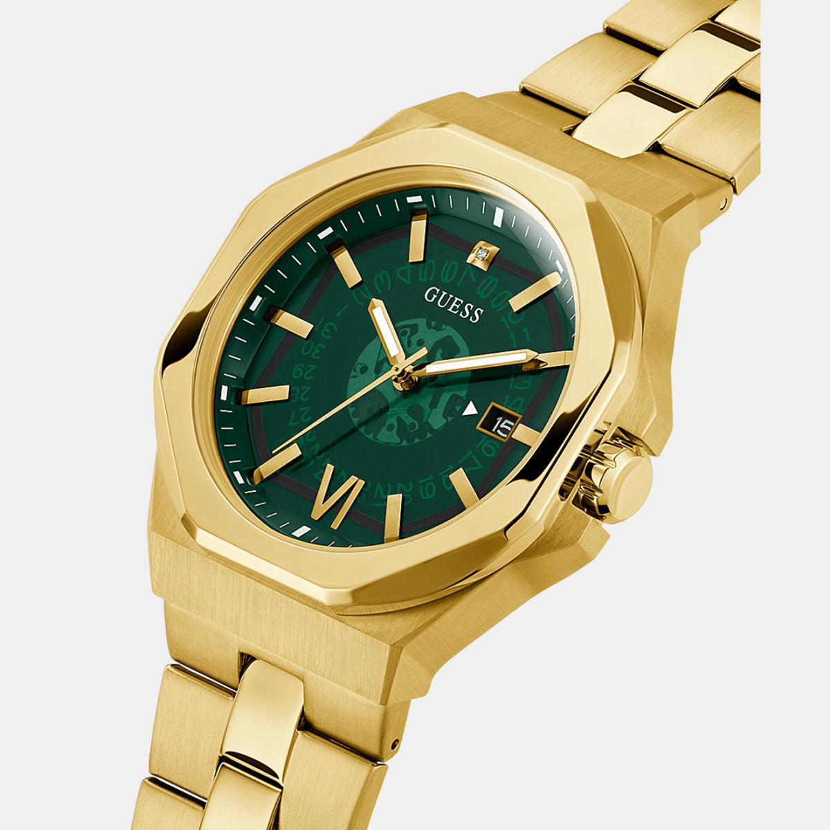 Gd Emperor Men Quartz Green Dial Analog Stainless Steel Watch Gw0573G2