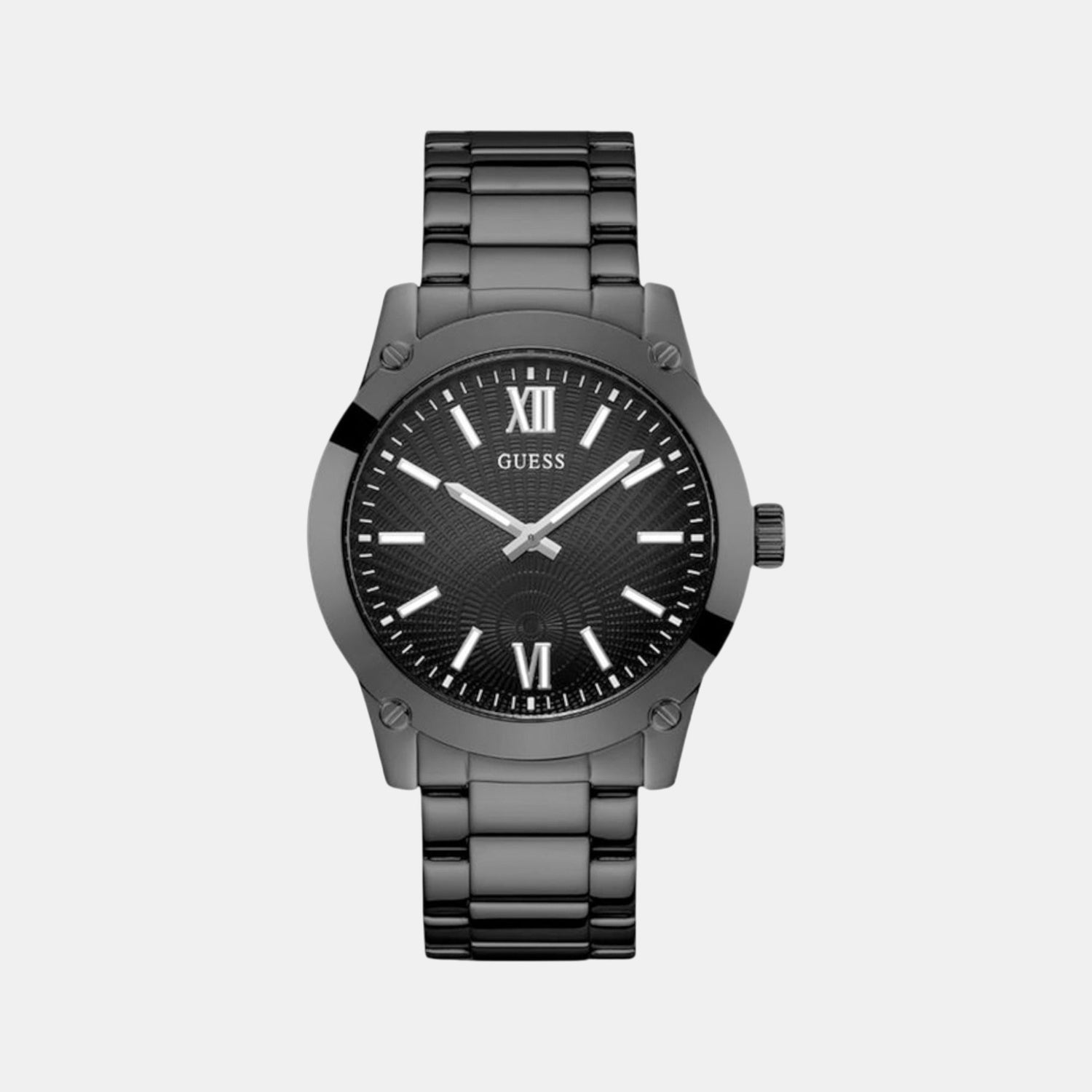 Crescent Men Quartz Black Dial Analog Stainless Steel Watch GW0574G3